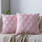 Set of 2 Soft Moroccan Throw Pillow Covers 18x18 Inch Plush Boho Decorative by Cozoomy