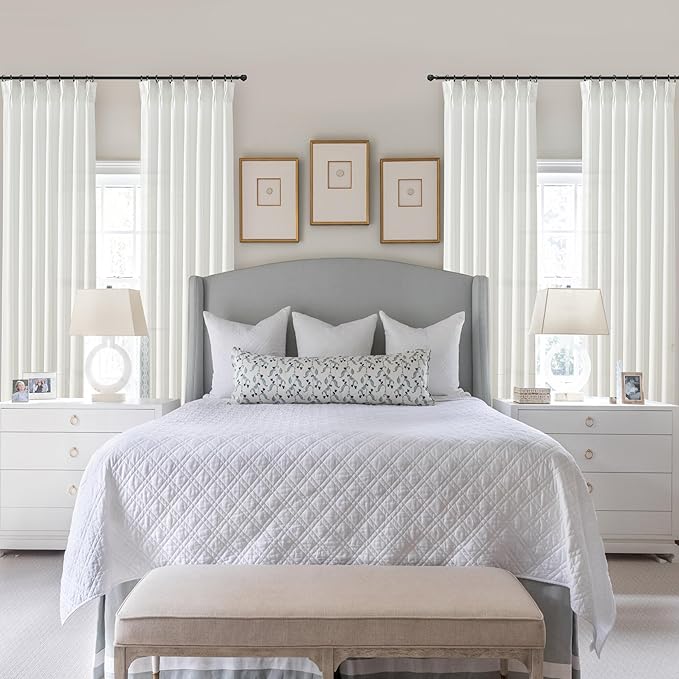 Cute Pinch Pleat Pure White Sheer Curtains 63 Inch Length 2 Panels Set - Image 6