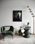 Wolf howling Poster Art Print, Halloween Scary Vintage Wall Art Academia Spooky Painting Decoration for Horror Prints, Gothic Posters Bedroom Decor 89 (Wolf howling, 11 x 14 inches, Unframed)