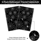 2 Pcs Halloween Tablecloth - Plastic Halloweens Spider Webs Table Cloth, Black Disposable Rectangle Spiderweb Table Cover for Halloween Party Decorations Supplies Favors Tables Decor, 108 x 54 Inch