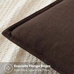 MIULEE Decorative Linen Euro Sham Pillow Covers 28x28 Inch Dark Brown | Boho - Image 2