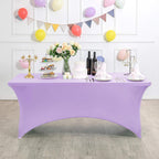 2Pack Spandex Table Cover for 8FT or 4ft or 6ft Table Universal Fitted Stretch Tablecloth for Party, Banquet, Wedding and Events-Lavender