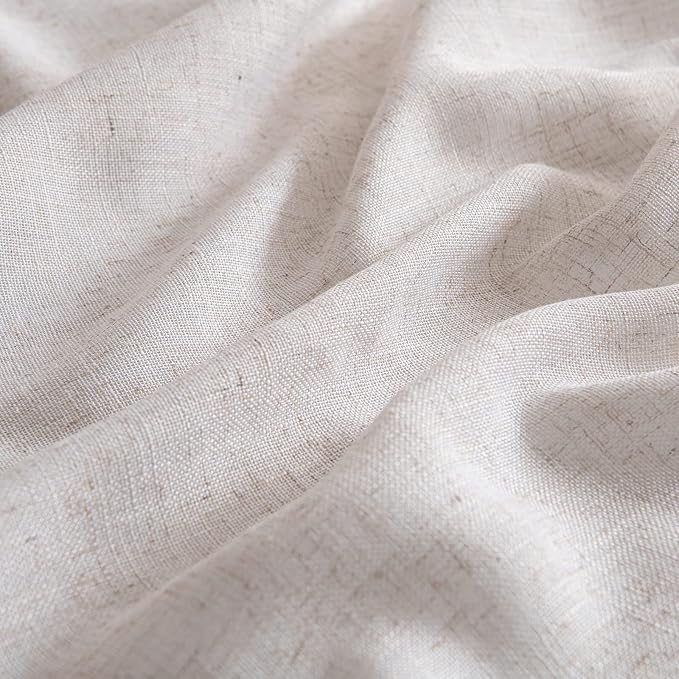 MIULEE Natural White Linen Curtains 52x60 Inch Length 2 Panels - Image 4