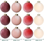 12Pcs Velvet Christmas Ornaments Balls,Pink Christmas Tree Decoration Shatterproof Ball with Hanging for Party Decor Multicolor Pink Beige 80mm/3.15in