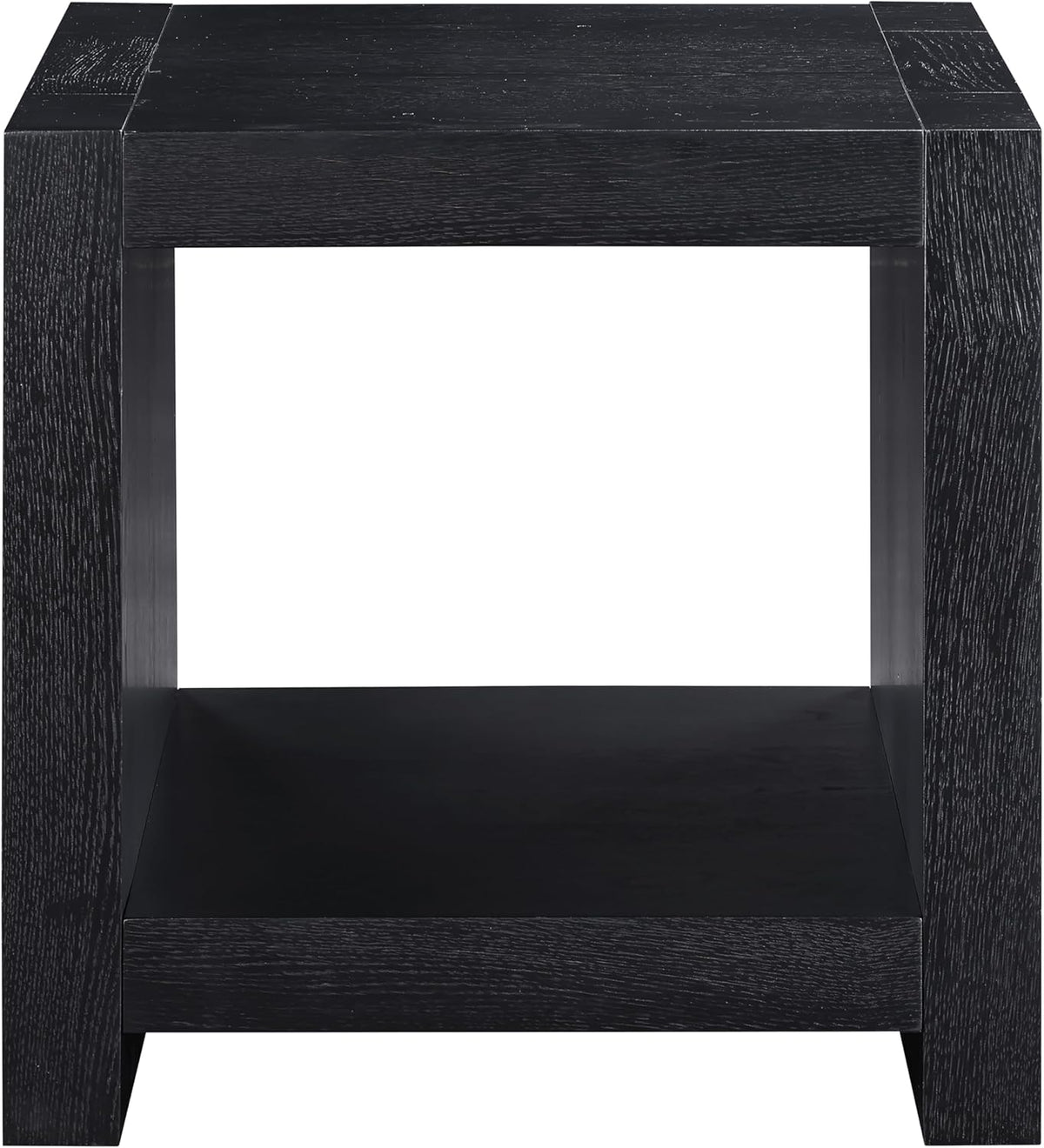 Steve Silver Furniture Aubrey Black End Table, Living Room/Bedroom, Contemporary/Modern Design, Bottom Storage Shelf, Chair Side/Media Table, 24'L x 24" W x 24" H, Black
