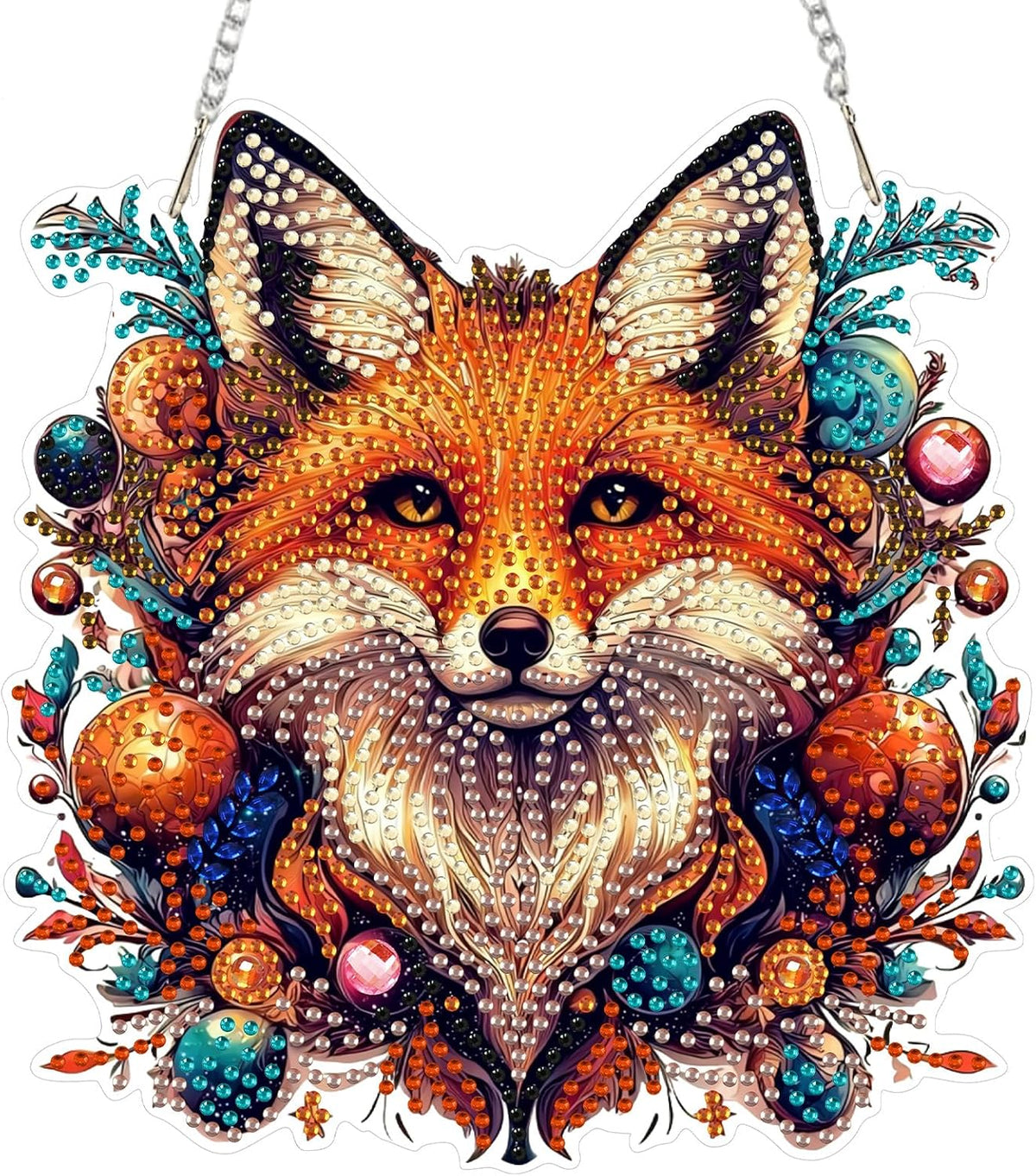 SENQAO Fox Diamond Art Hanging Kit for Adult, Special Shaped Rhinestone, Double Sided DIY Acrylic Diamond Art Painting Window Pendants Home Garden Wall Hanging Kits Hanging Ornament