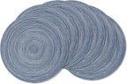 AHHFSMEI Round Braided Placemats Set of 6 Round Table Mats for Dining Tables Natural Woven Heat Resistant Place mats 15 Inch (Teal)