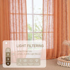 Burnt Orange Semi Sheer Window Linen Curtains 63 Inch Length | Light Filtering - Image 4