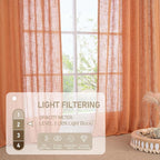 Burnt Orange Linen Curtains 45 Inch Length 2 Panels, 34 x 45 Inch | Light - Image 4