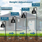 Gtongoko 2 Pack 108 Inch Tall Shepherds Hooks for Outdoor Bird Feeders, Heavy Duty Bird Feeder Pole Stand, Adjustable Hanger for Plant, Lights, Lanterns Wedding Decor with 7 Prongs Base