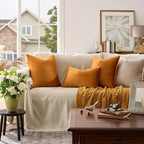 GIGIZAZA Orange Velvet Pillow Covers 18x18 Decorative Pillows Pack of 2 | Throw - Image 7