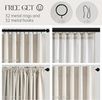 Topfinel Off-white Blackout Cream White Curtains, Sound Proof, Ivory Linen - Image 5