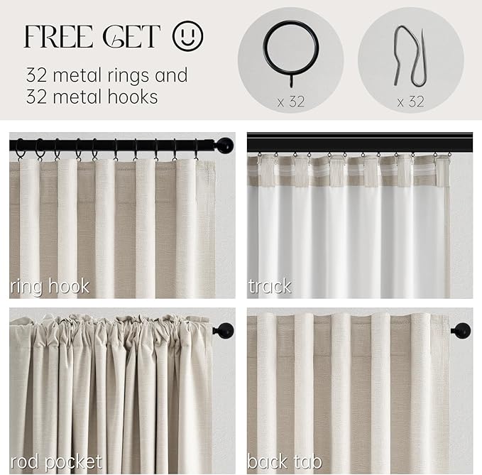 Topfinel 100 Inch Long Black Out Custom Drapery Panels, Cream White Blackout - Image 5