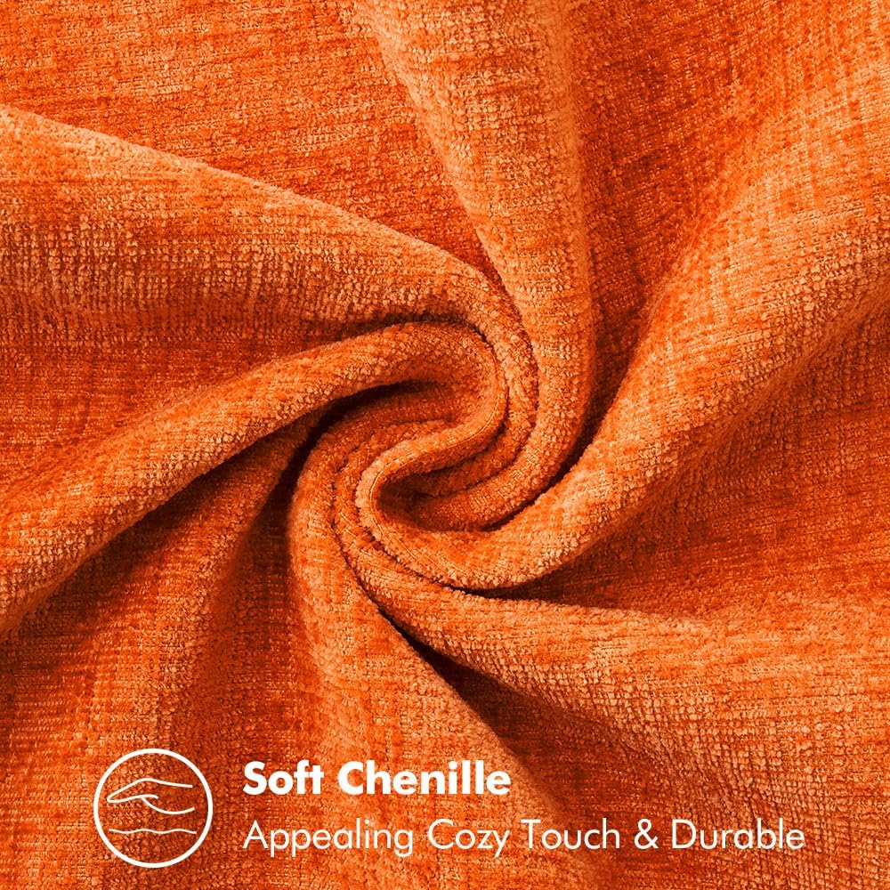 MIULEE Pack of 2 Fall Couch Throw Pillow Covers 18x18 Inch Bright Orange Farmhouse Decorative Pillow Covers with Stitched Edge Soft Chenille Solid Dyed Pillow Covers for Sofa Bed Living Room