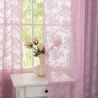 YJ YANJUN Vintage Lace Curtains 96 Inches Long-Victorian Floral Pattern Lilac - Image 5