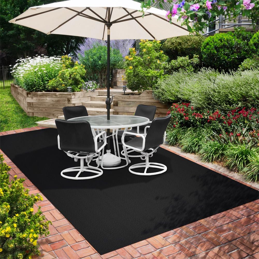 House, Home and More Indoor Outdoor Carpet with Rubber Marine Backing - Black - 6 Feet x 10 Feet - Durable, UV-Resistant - Adds Color and Comfort to Your Deck, Patio or Other Outdoor Rug Space.
