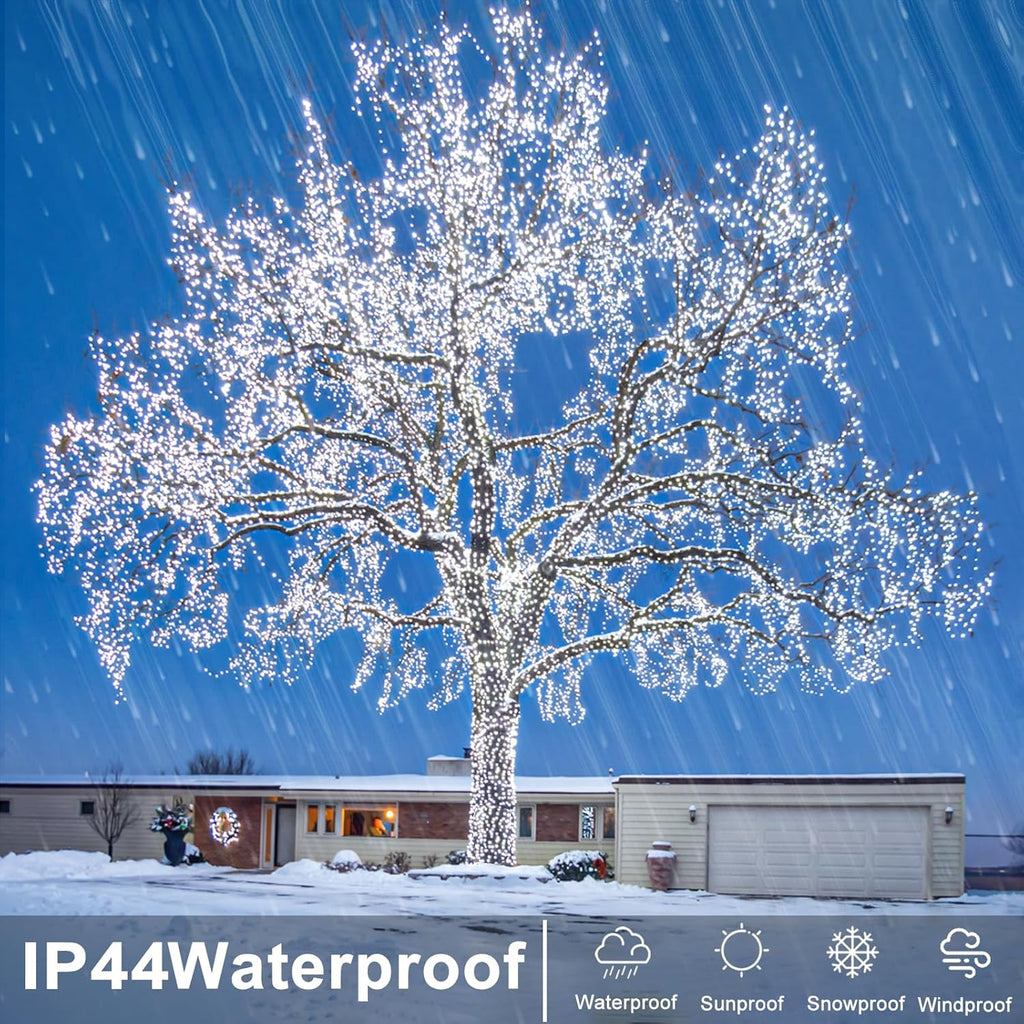 132FT 400 LED White String Lights Indoor Bedroom, 8 Modes White Christmas Lights Outdoor Clear Wire, Plug in Twinkle Fairy Lights for Bedroom Wedding Tree Christmas Decorations