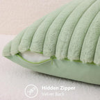 decorUhome Fall Faux Fur Throw Pillow Covers 22x22 Set of 2 Sage Green | - Image 3