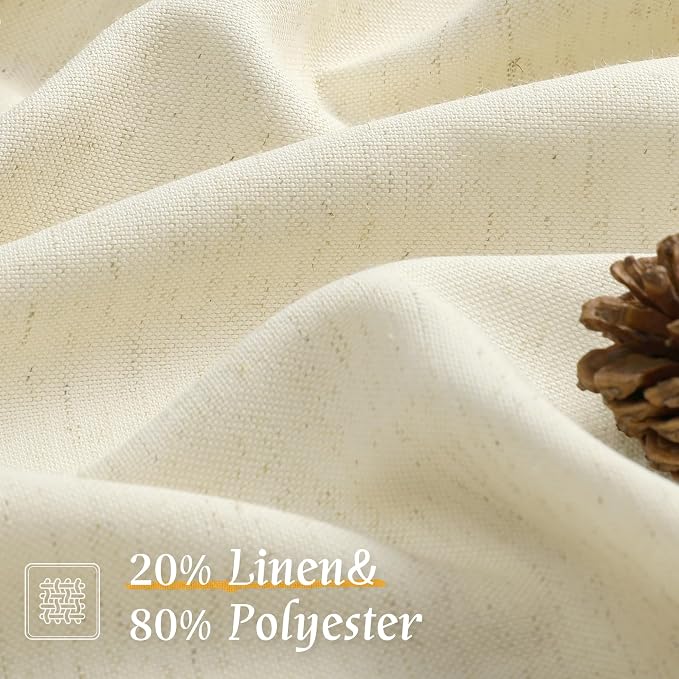 Linen Curtains 72 inches Long for Living Room, Light Beige, 2 Panels | Light - Image 2