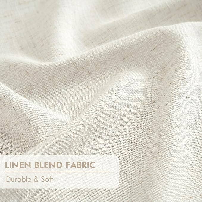 MIULEE Natural Pinch Pleated 100% Blackout Linen Curtains 40x80 Inches | Room - Image 6