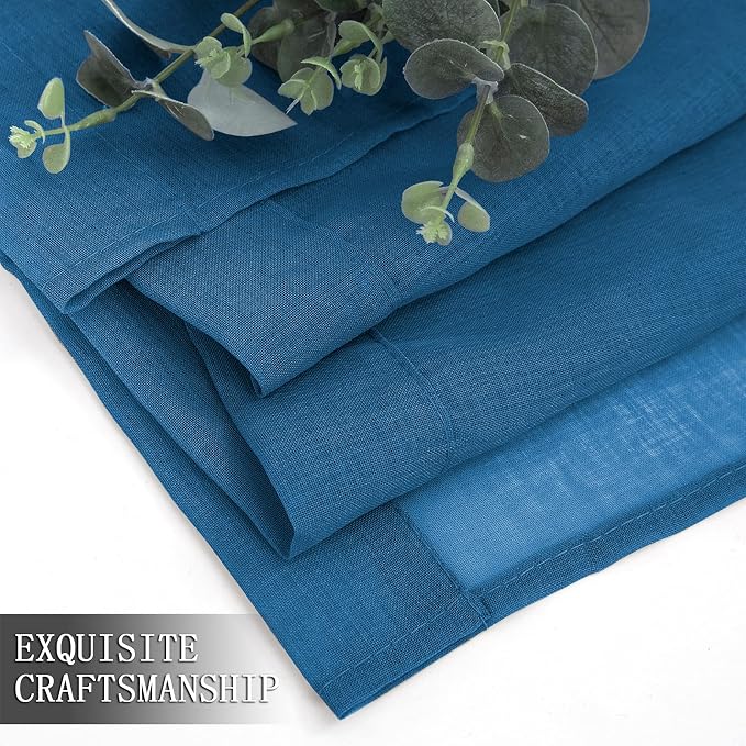 Tollpiz Short Sheer Curtain Linen Textured Bedroom Curtains Sheer Light - Image 7