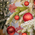50PCS Christmas Tree Ornaments Set with Shatterproof Balls Icicle Snowflake Hanging Ornaments for Home Office Farmhouse Christmas Decorations, Red