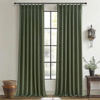 PleatedDrapes Olive Green Sheer Curtains 90 Inches Long 2 Panels Set by PleatedDrapes