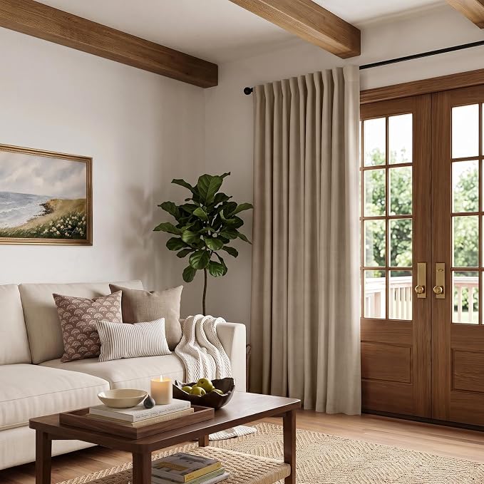 INOVADAY Extra Wide 100% Blackout Linen Curtains 102x96 Burlywood Birch | Linen - Image 5