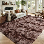 5x7 Tie-Dyed Brown Fluffy Soft Area Rug Non-Slip by ModernHomeDecor