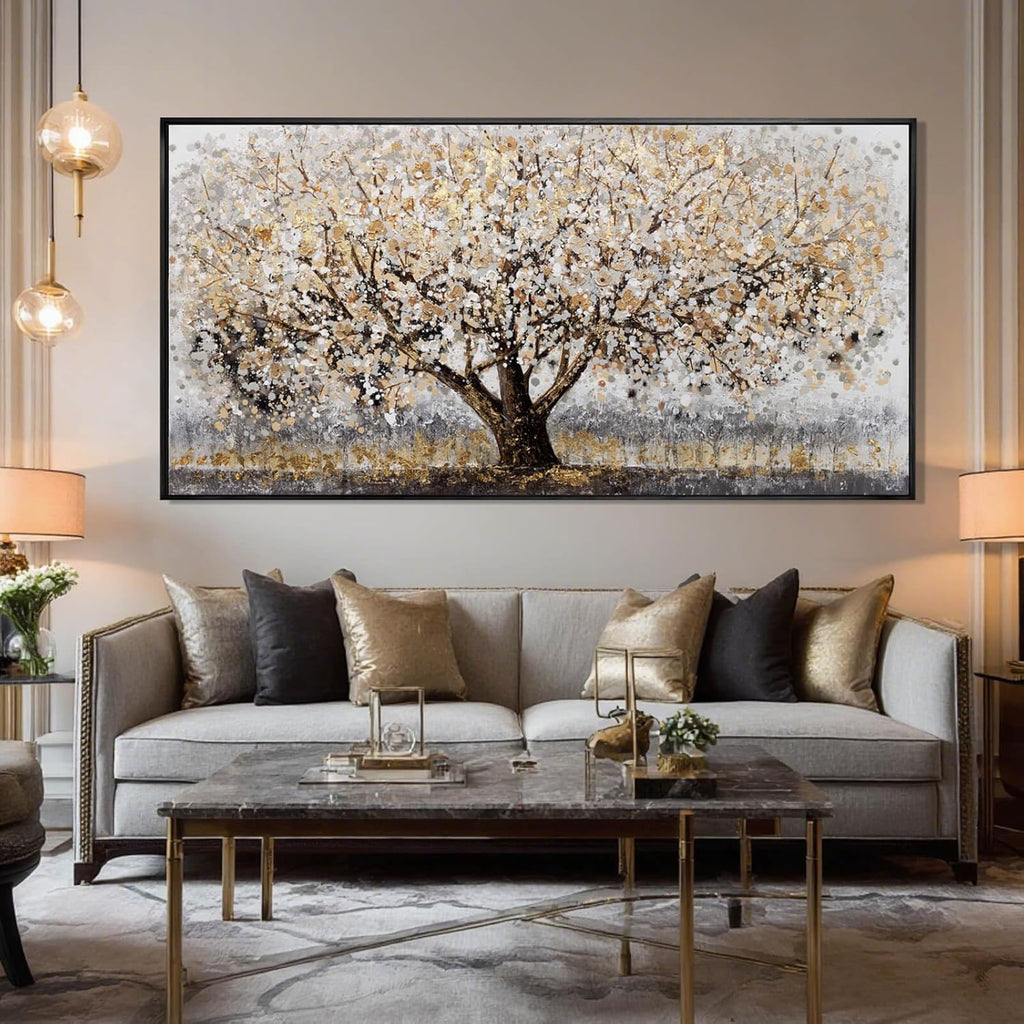 Brown and White Framed Wall Art Floral Wall Prints Botanical Wall Decor Nature Wall Posters 24"x48" Pictures for Bedroom Kitchen Artwork