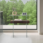 ivinta Narrow Glass Console Table with Storage, 31.5'' Rustic Entryway Table with Storage Shelves for Living Room, Hallway, Foyer, Bedroom 5103 (Dark Brown)