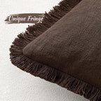 MIULEE Linen Decorative Fall Euro Throw Pillow Covers Dark Brown 26x26 | Set of - Image 4