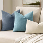 MIULEE Smoke Blue Chenille Couch Throw Pillow Covers, 16x16 | Set of 2 - Image 2