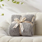 Snuggle Sac Oversized Grey Blanket Twin XL 66X90 for Bed, Reversible Super Soft Warm Cozy Knit Fuzzy Plush Blankets, Heather Dark Grey, 66x90 inches