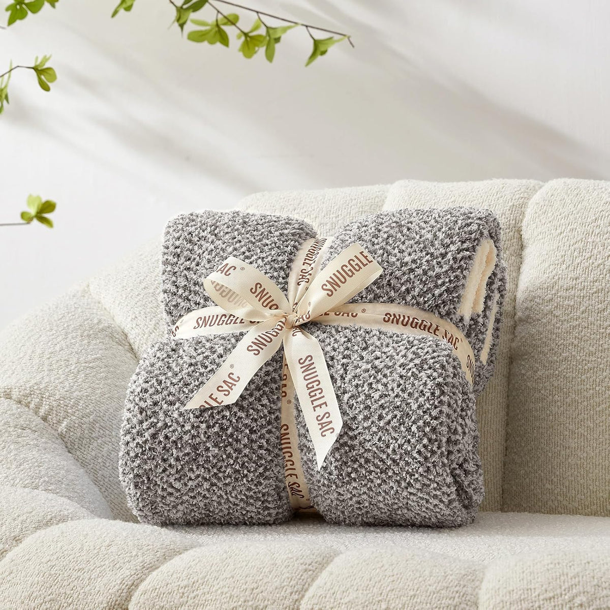 Snuggle Sac Grey Throw Blankets for Couch, Super Soft Warm Blankets Cozy Knit Fuzzy Plush Lightweight Throws for Sofa, Bed,Living Room, Dark Grey, 50x60 inches
