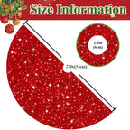 MODFUNS Red Christmas Tree Skirt Mini Glitter Tree Skirts 21 Inch Sequin Xmas Tree Skirt Thick Velvet Tree Mat Small Sparkly Tree Skirts Bling Christmas Tree Skirting Collar for Winter Holiday Decor