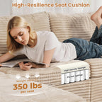 ovios Sectional Sofa Couch with L-Shape Chaise Convertible, Comfy Modular Cloud Couches with Deep Seat, Modern Upholstered Plush Corduroy Sofas Set for Living Room, 5-Seater, Beige
