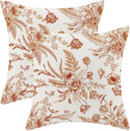 CXMEIFLY Burnt Orange Spring Pillow Covers 18 x 18 Inch Set of 2 for Chinoiserie Flowers Decor Throw Pillows Floral Leaves Seasonal Plant Outdoor Decorative Cushion Cases for Couch Bed Decorations