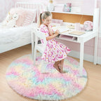 Amdrebio Rainbow Unicorn Pastel Small Round Rug 3Ft - Image 7