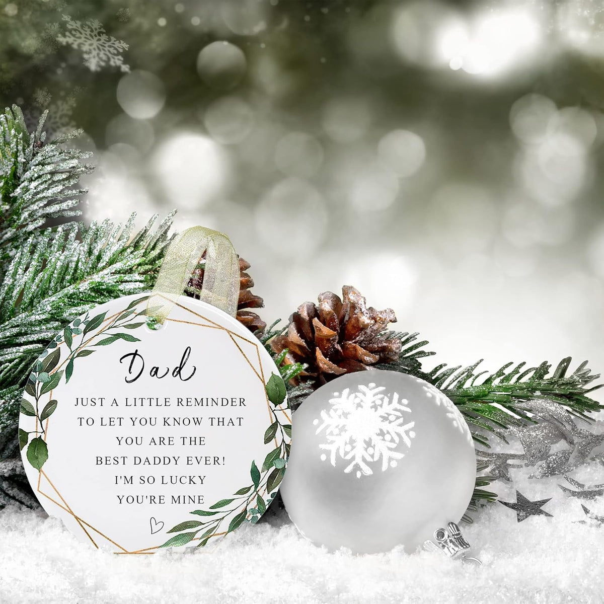 Dad Ornament 2025 - Christmas and Father's Day Gift From Son & Daughter - Forever Ornament for Father's Birthday - Best Dad Ever - Double-Sided Printing 2.9"