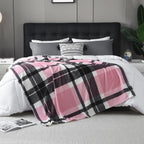 MERRYLIFE Pink Plaid Throw Blanket Decorative Fleece Throw | Ultra-Plush Colorful | Couch Blanket Travel Lap | Home Gift Use(50" 60",Pink Plaid)