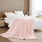 Exclusivo Mezcla Soft Waffle Fleece Bed Blanket Queen Size, Heather Pink | - Image 5