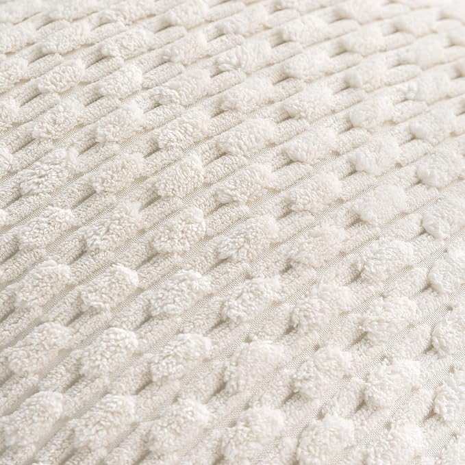Set of 4 Cream White Decorative Throw Pillow Covers 18x18 Inch Corduroy Pillow - Image 5