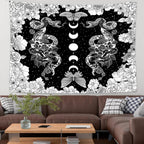 dueeia Moon Phase Witchy Tapestry Wall Hanging Snake Witch Occult Black and White Dark Tapestries for Bedroom Aesthetic Living Room Wall Decor (90.6"x70.9")