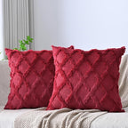 Set of 2 Soft Moroccan Throw Pillow Covers 16x16 Inch Plush Boho Decorative by Cozoomy