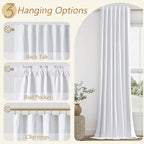 White 100% Blackout Linen Curtains 144 Inch Length 2 Panels Set - Image 6