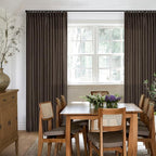 Dark Chocolate 102 Inch Pinch Pleated Semi Sheer Linen Curtains 2 Panels | - Image 6
