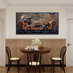 JEAWA Framed Canvas Wall Art - Large Creative Wall Art for Bedroom Living Room Bathroom, Modern Artwork Decor for Home Decoration, Strong Bull Color Graffiti, 29x58 IN