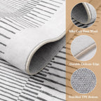 Wonnitar Washable Striped Runner Rug 2'6"x8', Non-Slip Berber Stripe Hallway Runner, Low Pile Minimalist Kitchen Soft Carpet Runner for Bedroom Bathroom Laundry Entryway (Grey, 2'6" x 8')