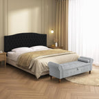 Storage Ottoman Bench for Bedroom, 63" End of Bed Bench with Rolled Arms Upholstered Ottoman Bench Fit for Bedroom, Living Room, Entryway, Velvet Light Gray